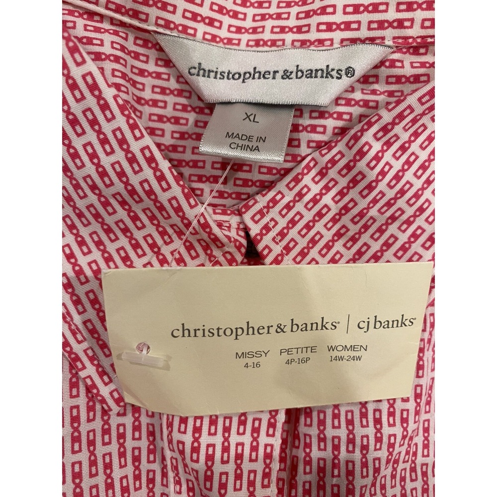 NWT Christopher & Banks Women's Pink Top Shirt Size XL 3/4 Sleeve NEW - Picture 8 of 8